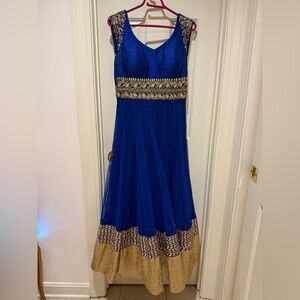 Elegant Blue and Gold Anarkali